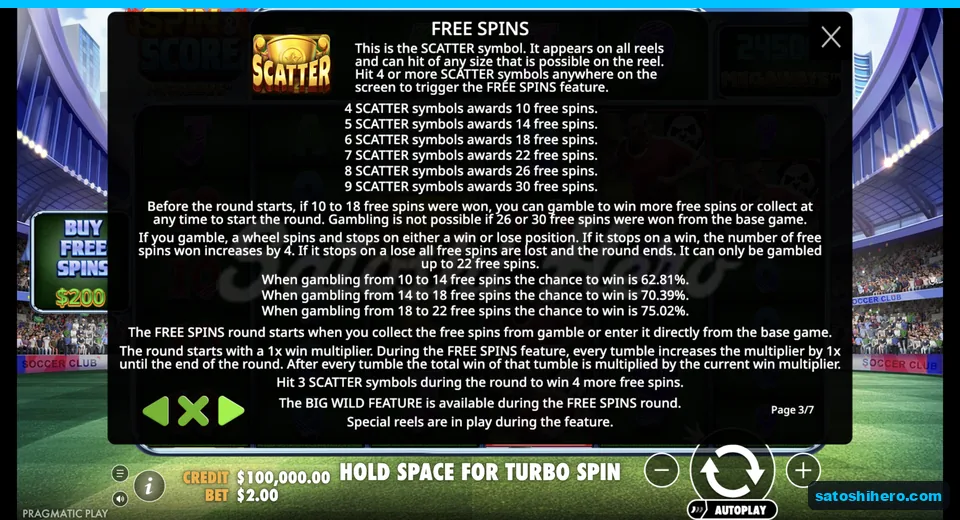 Rules page explains trophy scatter awards