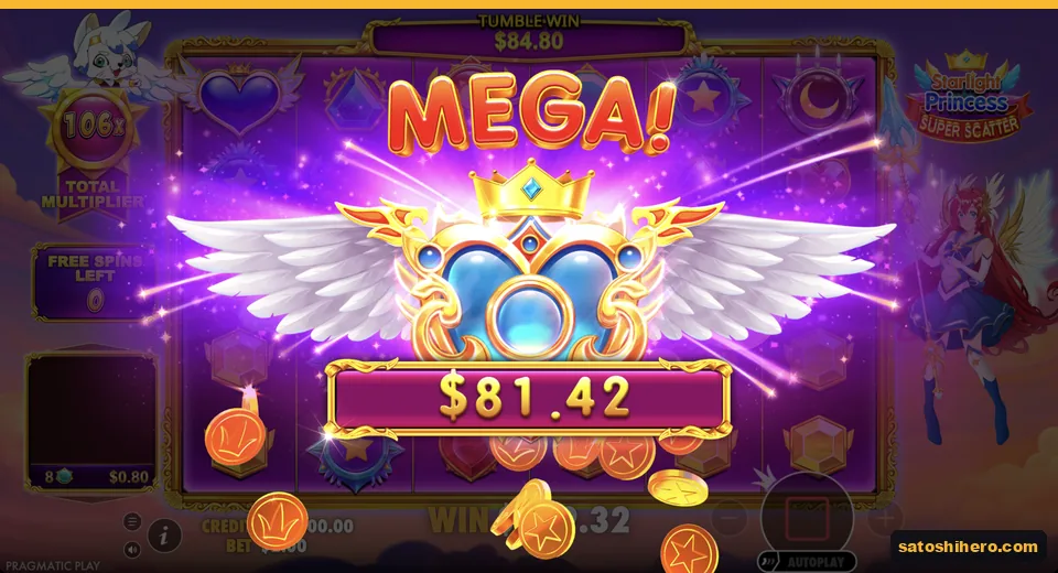 Mega tumble pays $81.42 on final spin