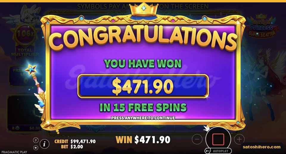 Collect screen closes at $471.90 with 106x meter