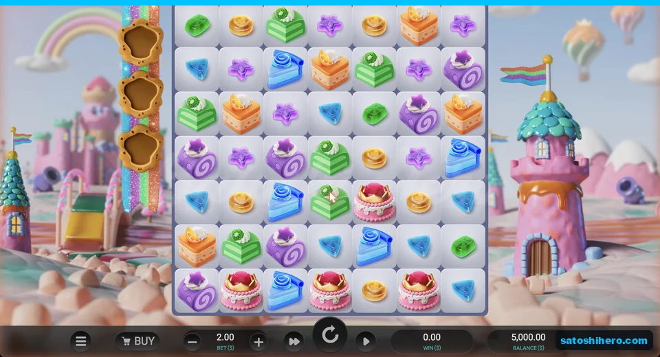 Candy grid rests beside buy controls
