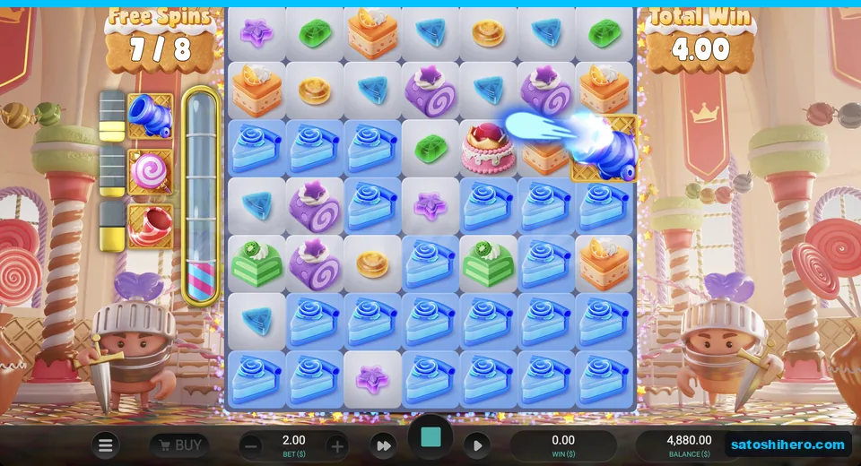 Blue cakes build during the free spin
