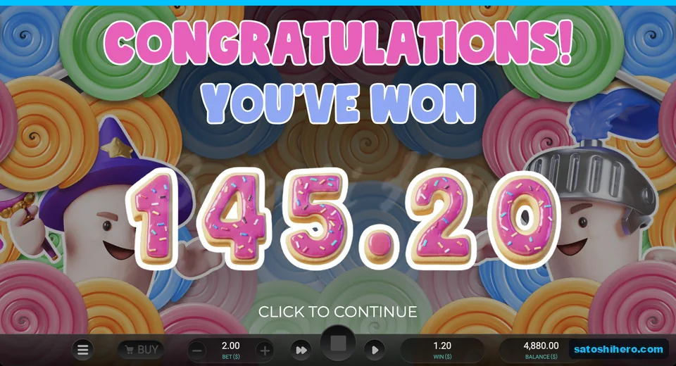 Total win screen shows $145.20 collected