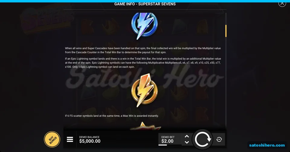 Blue and gold lightning symbols listed