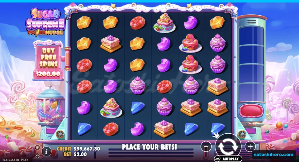 Candy symbols fill the six by six grid