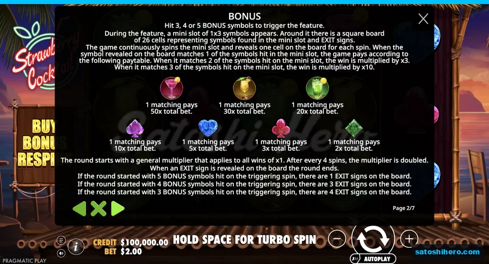 Rules panel explains mini slot board