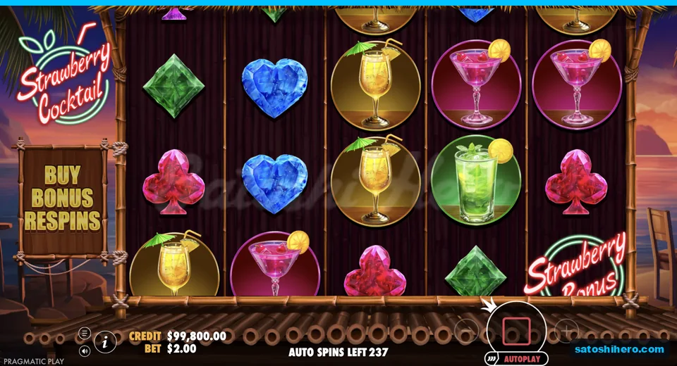 Cocktails and strawberry bonus fill reels