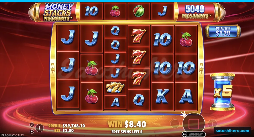 Multiplier meter reaches x5 during free spins