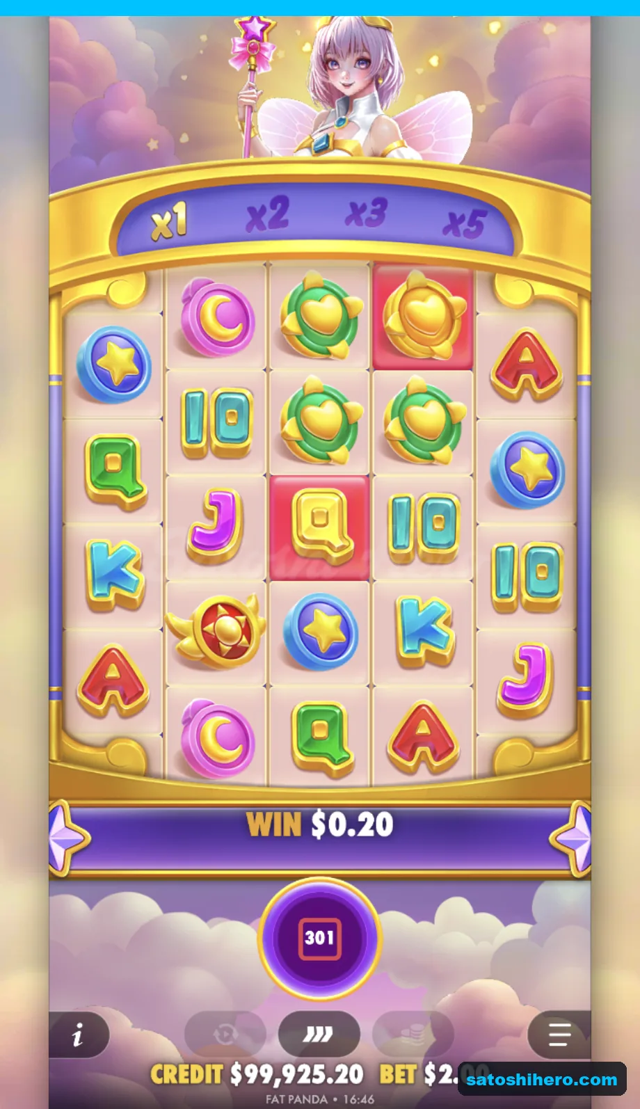 Gold marked symbols show beside multiplier ladder