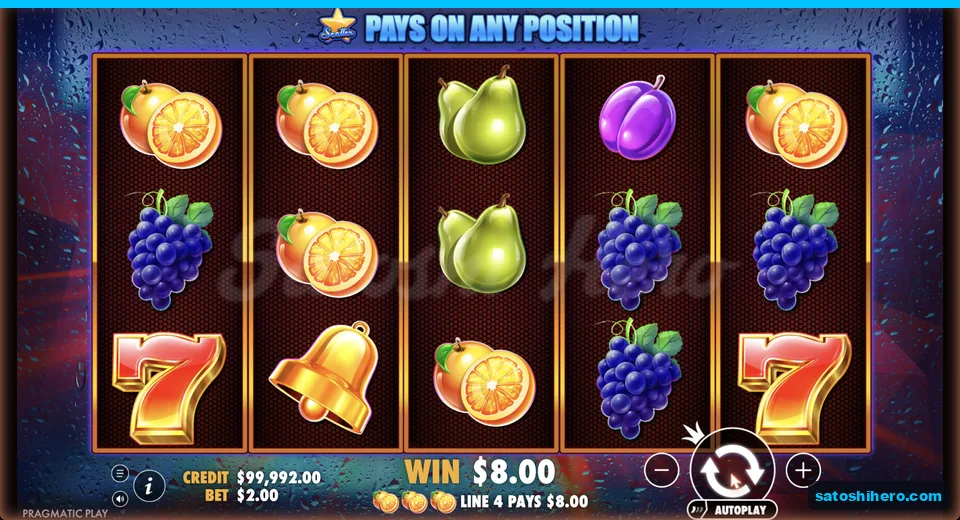 Line win resolves with three oranges for $8.00