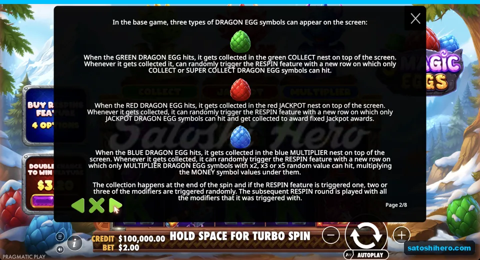 Rules page explains green red and blue eggs