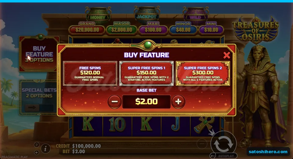 Buy menu opens at two dollar stake