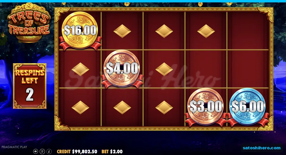 Respin grid holds gold and silver cash coins