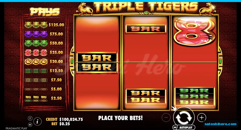 BAR icons and red seven land across reels