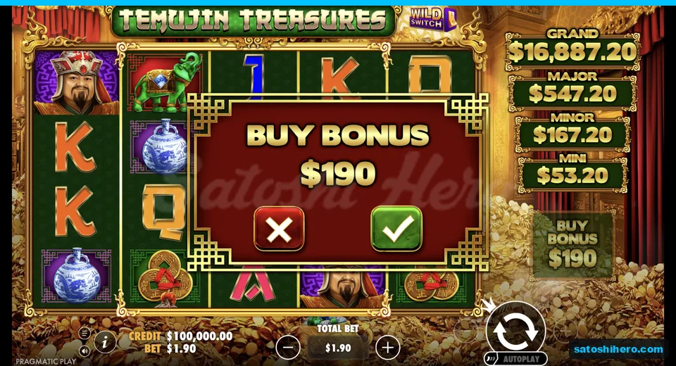 Buy dialog opens with $190 cost