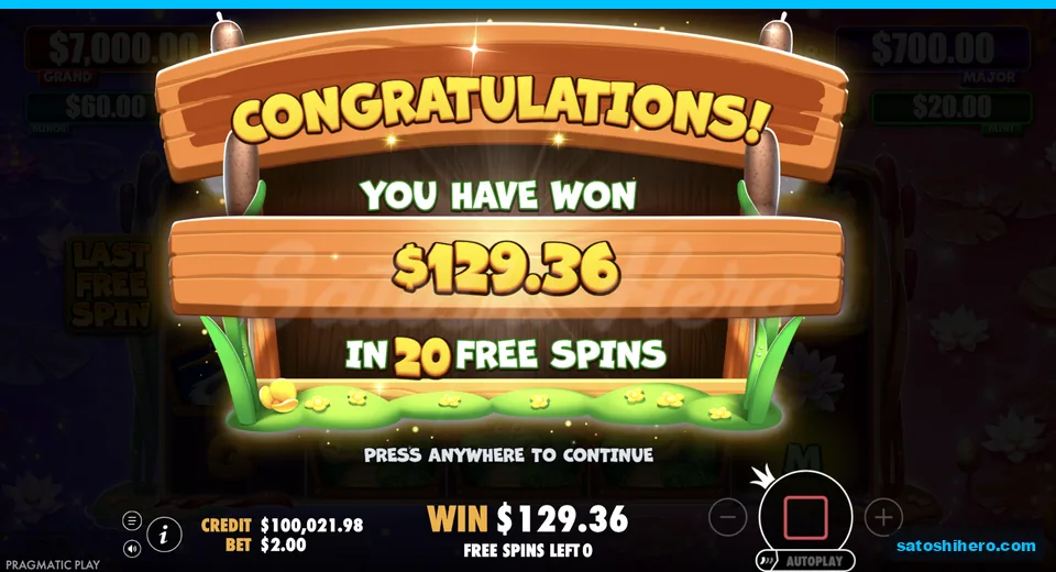 Free spins total reaches one hundred twenty nine