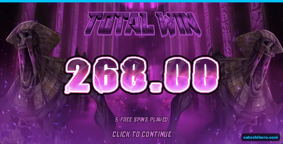 Total win screen shows $268.00