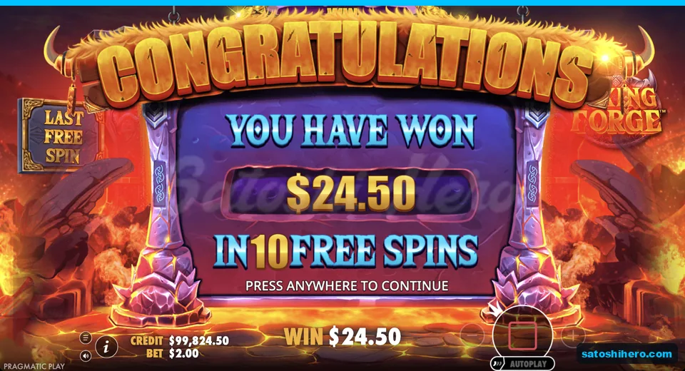 Congratulations screen shows twenty four dollars fifty cents