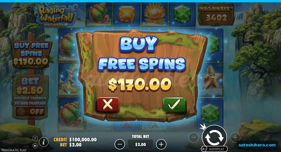 Buy menu opens at the two dollar stake