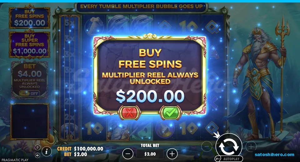 Buy panel offers $200 free spins confirmation
