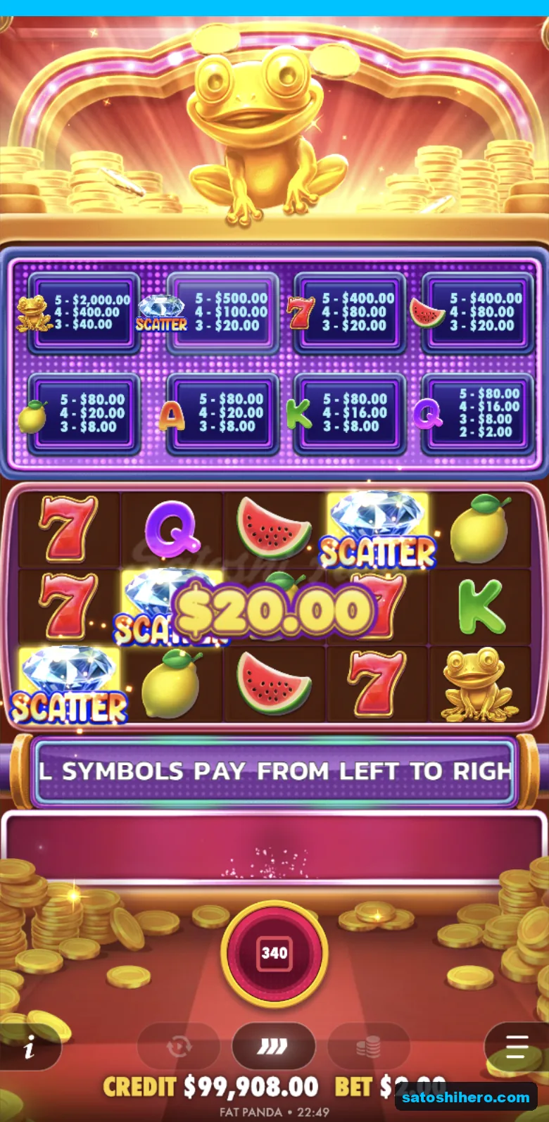 Three diamonds pay from separate reel positions