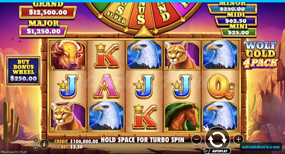 Base grid rests below five jackpot labels