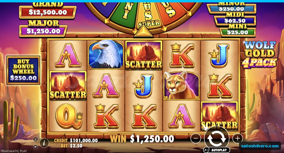 Collect screen shows a 1250 dollar jackpot