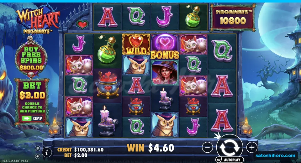 Base win resolves with Wild and Bonus heart
