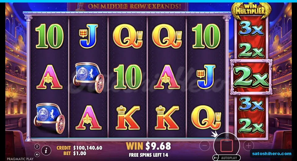 Free spins round shows $9.68 paid