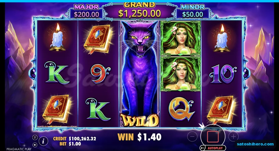 Line win resolves with purple Wild stack