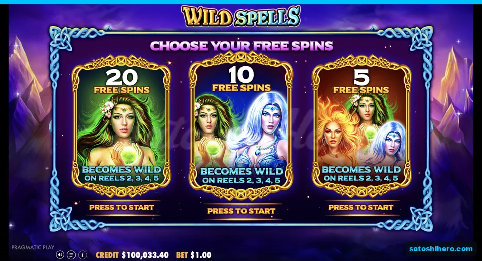 Choice screen offers three free spin modes