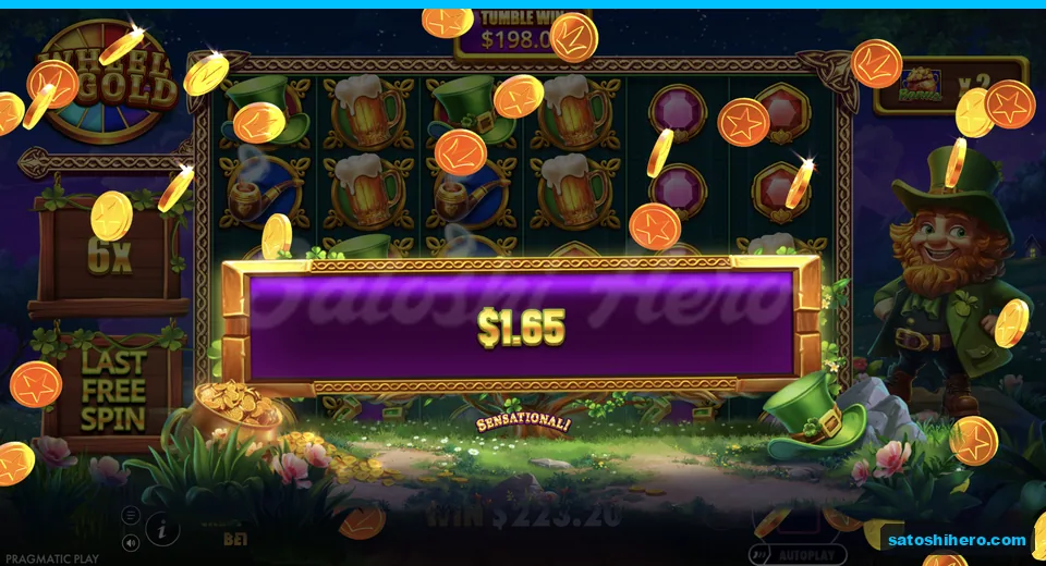 Last free spin lands horseshoes and beer mugs