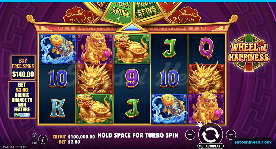 Base grid sits below golden prize wheel