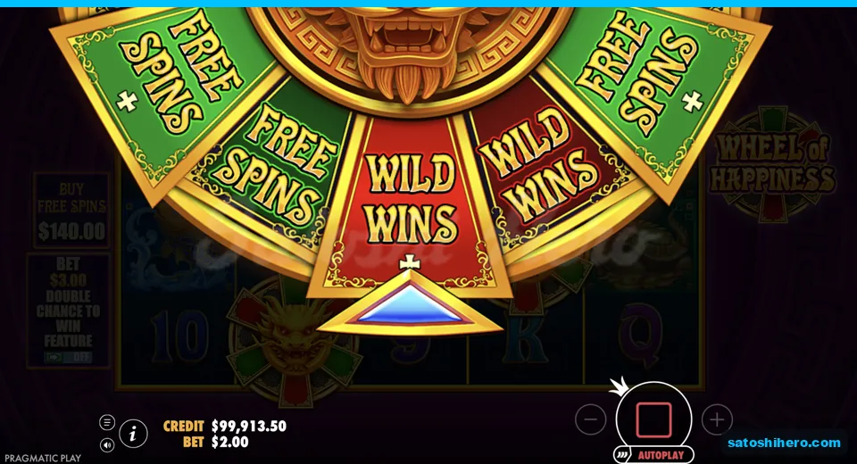 Prize wheel spins above the reels
