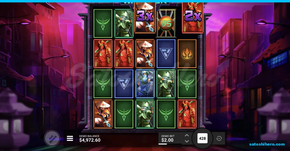 VS symbol separates 3x and 2x warriors