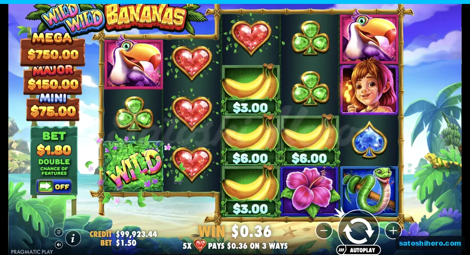 Line win settles beside banana values