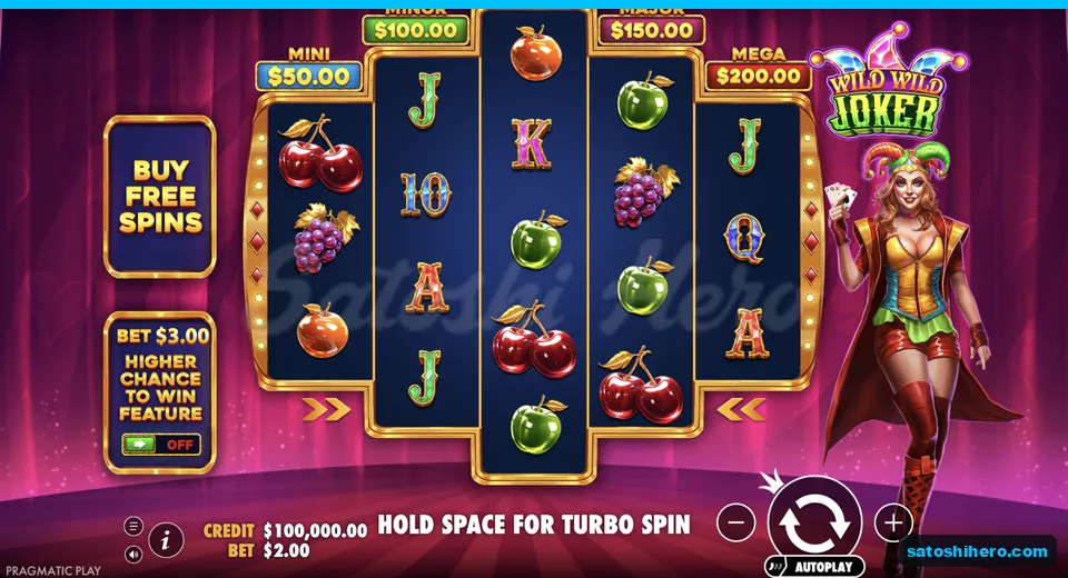 Idle grid shows fruit symbols and jackpot ladder