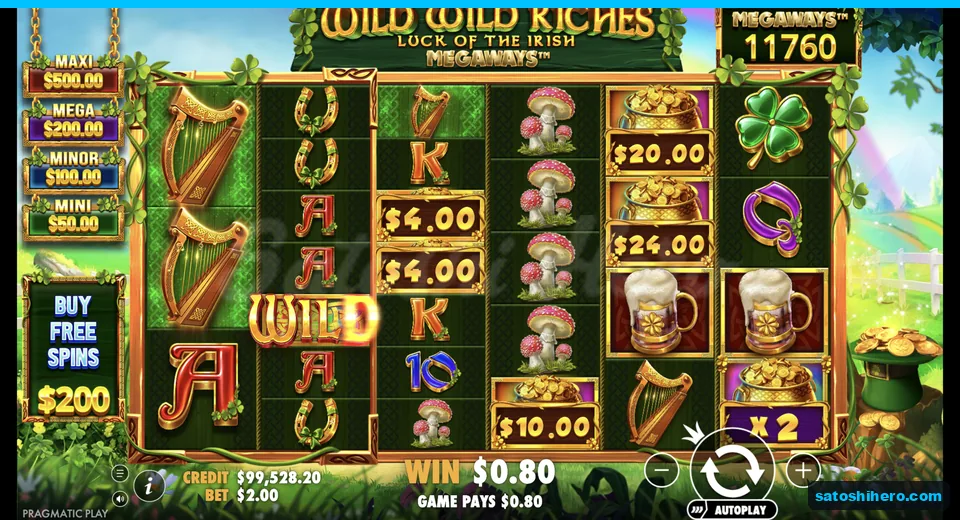 Base win pays with Wild and gold pots