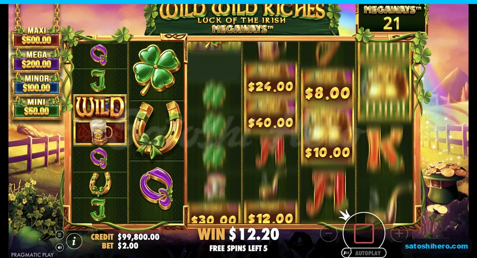 Free spin runs with Wild and gold pots