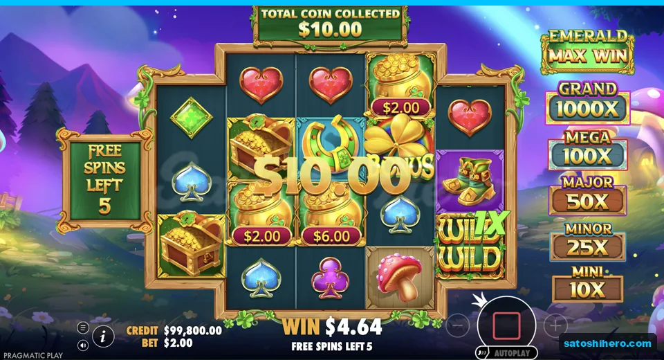 Wild collects pots with five spins left