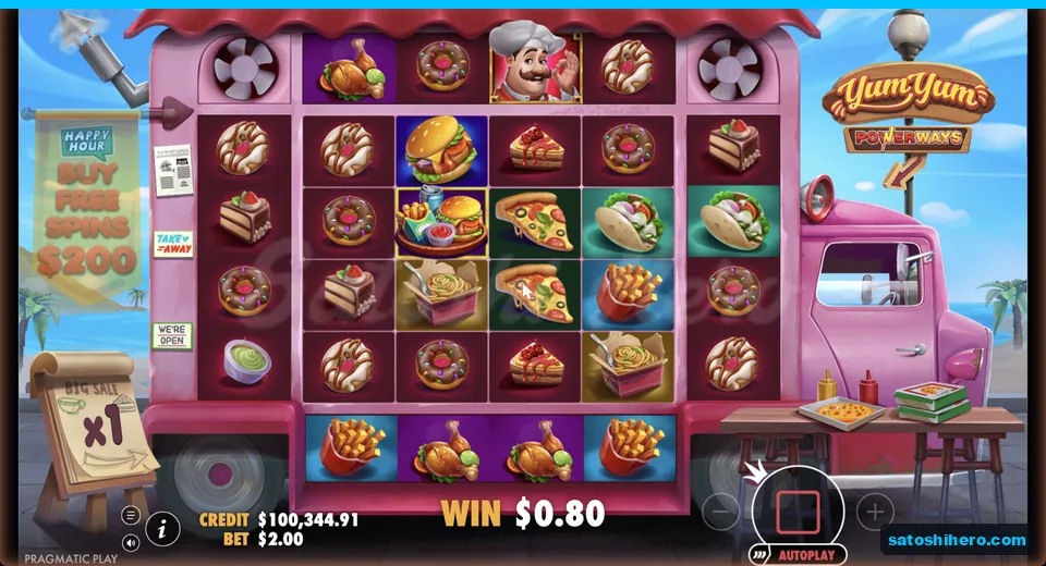 Small win pays $0.80 across food symbols