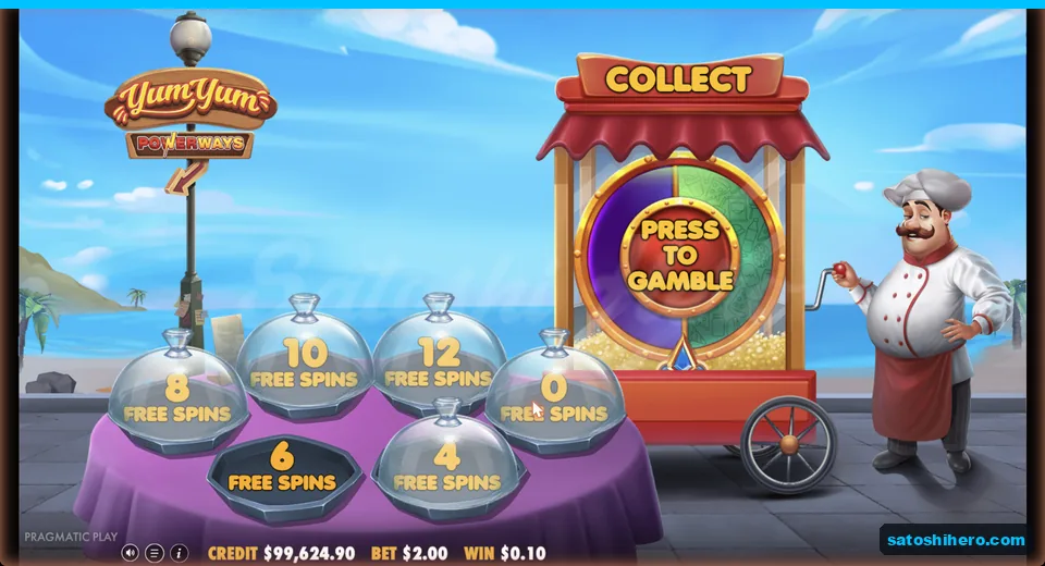 Gamble wheel offers collect or spin changes
