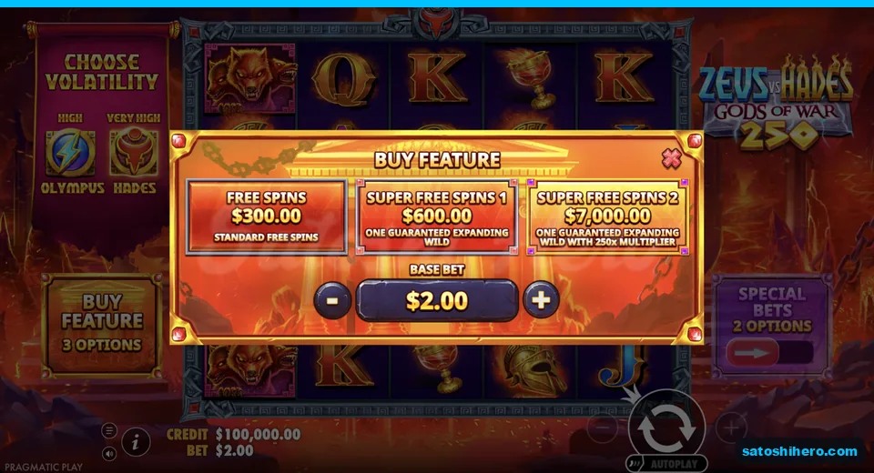 Buy menu opens with three feature prices