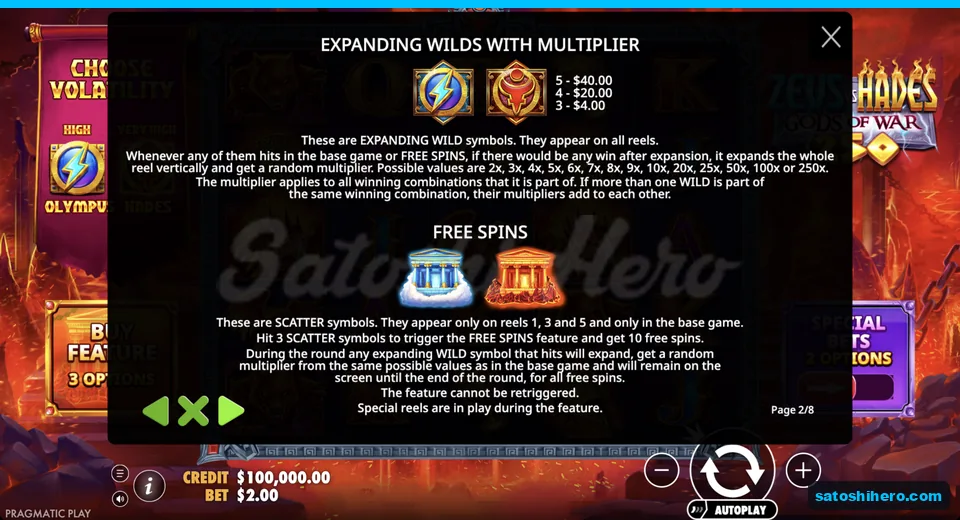 Rules panel explains sticky wild multiplier range