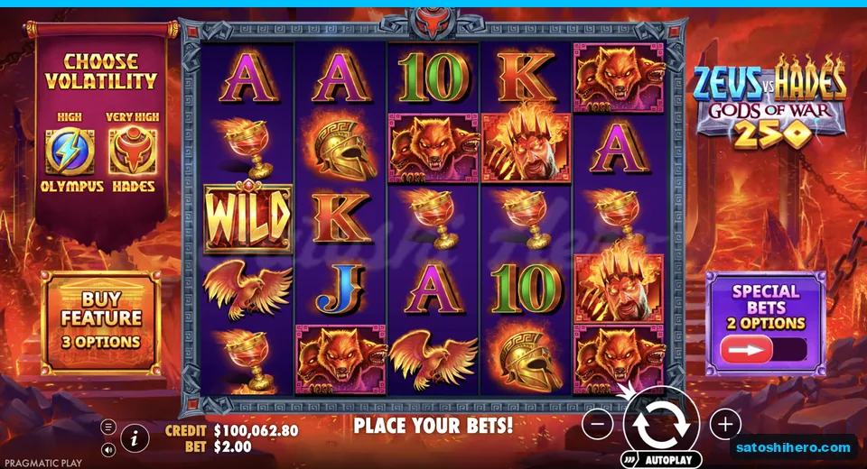 Reels show fiery symbols and plain wild