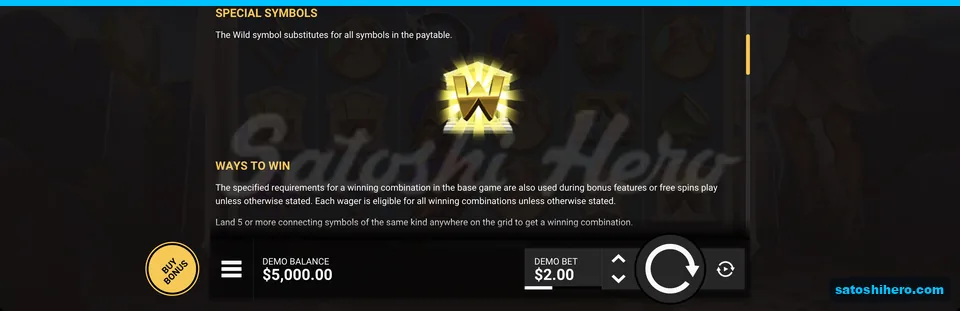 Gold WILD symbol above cluster rules