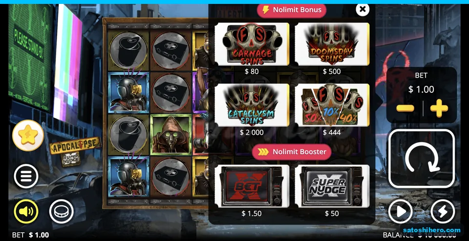 Bonus buy panel lists feature prices