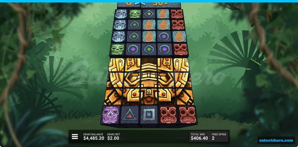 Golden mask rows filled across tower