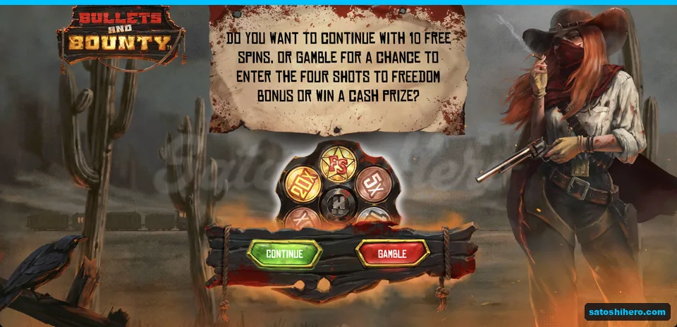 Continue and gamble choice before free spins