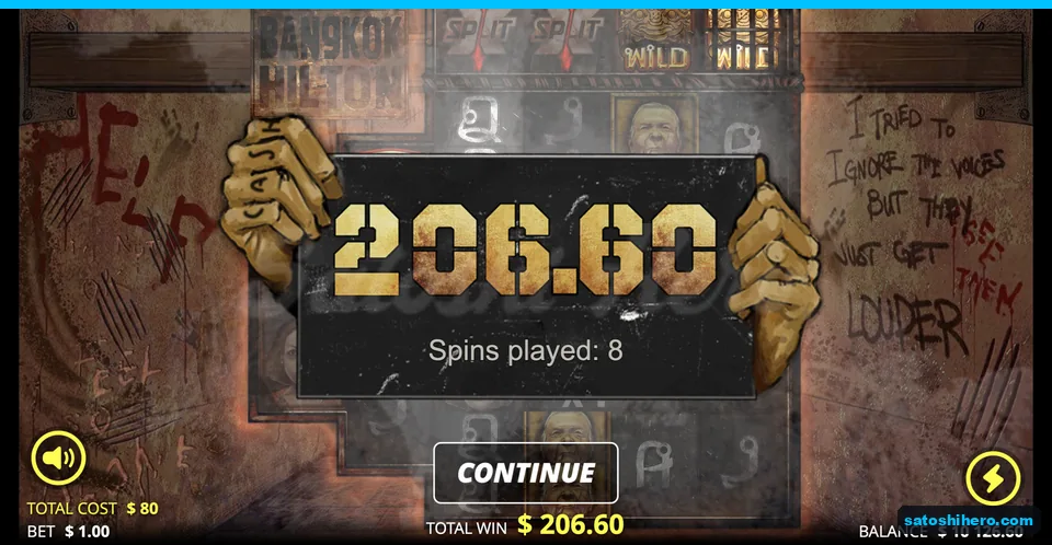 Board shows 206.60 after eight spins