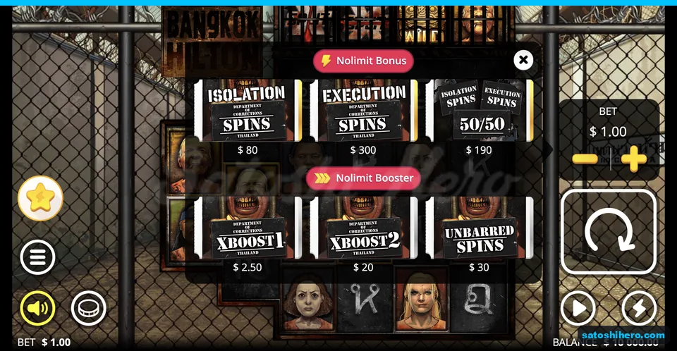 Bonus buy menu shows six purchase options